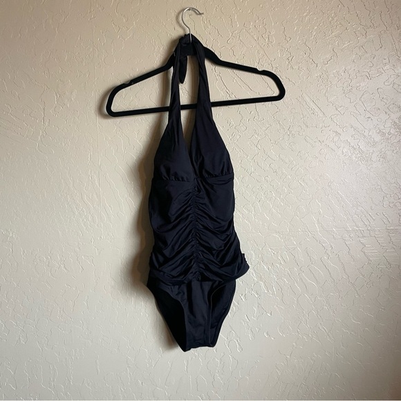 L*Space Ruched one piece halter swimsuit black 6 - Picture 2 of 11